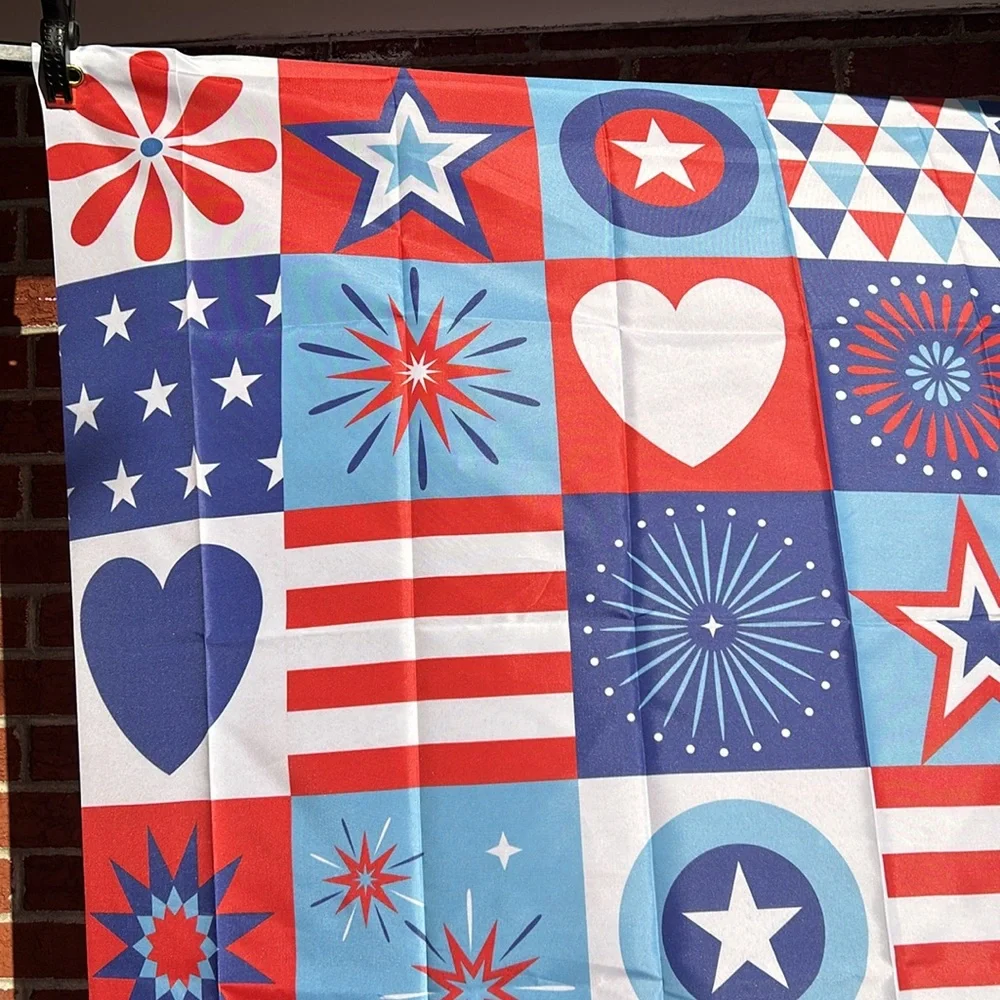 USA patriotic quilt, square backdrop, 4 x 4, Blue red white